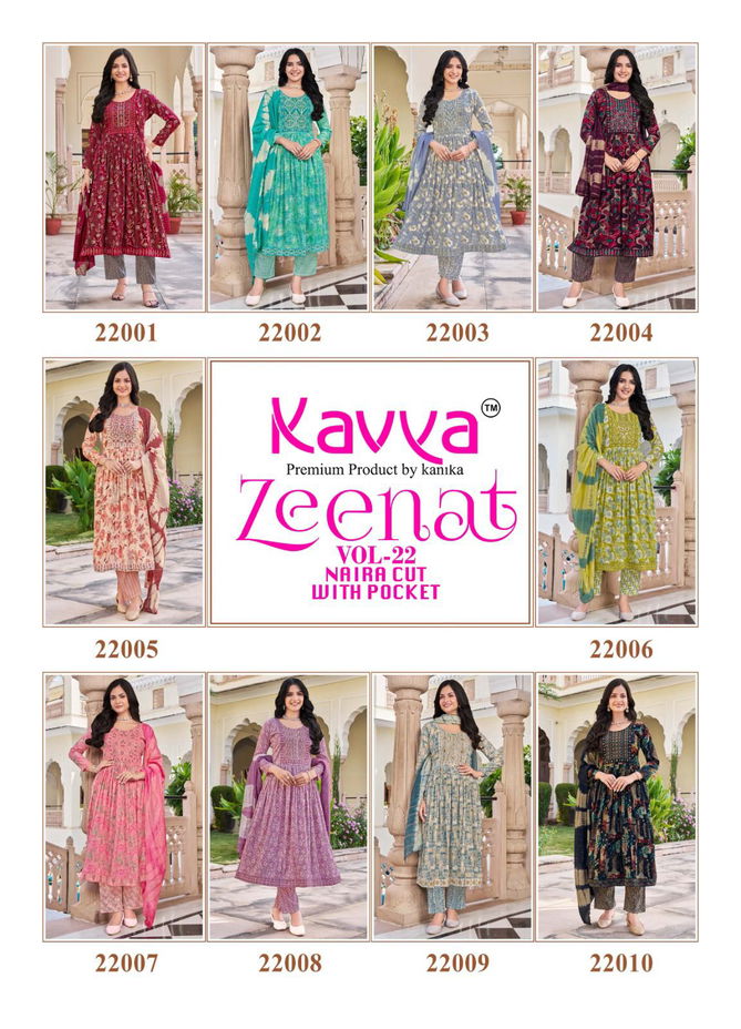 Zeenat Vol 22 By Kavya Capsule Foil Printed Kurti With Bottom Dupatta Wholesale Price In Surat
